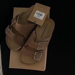 Lucky Brand Tan Sandals Comfortable Leather Footwear size 13 girls